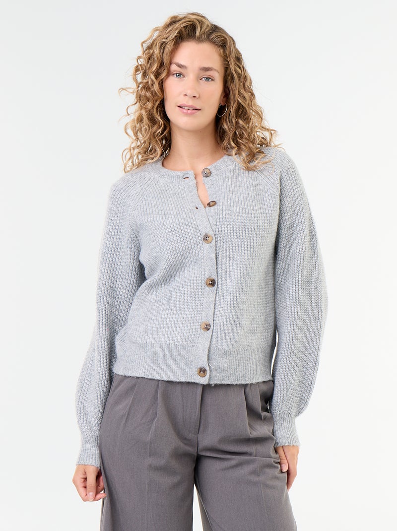 Cardigan de malha grossa Cinza - Kiabi