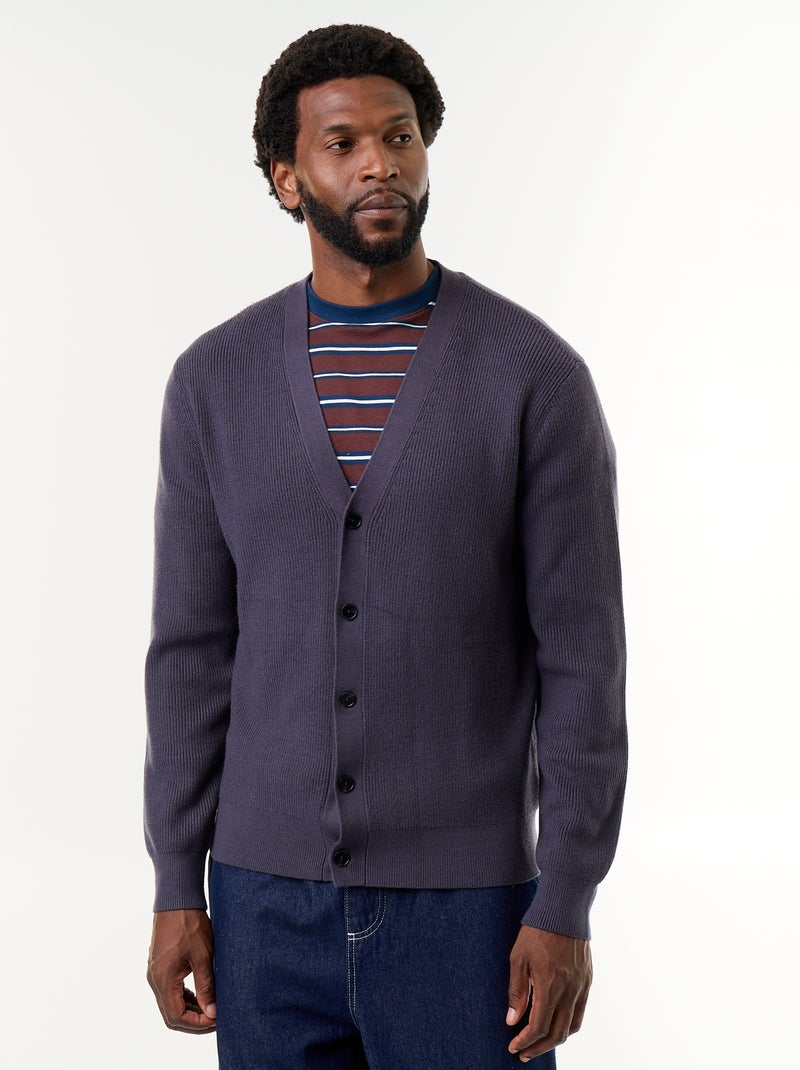 Cardigan de malha grossa Cinza - Kiabi
