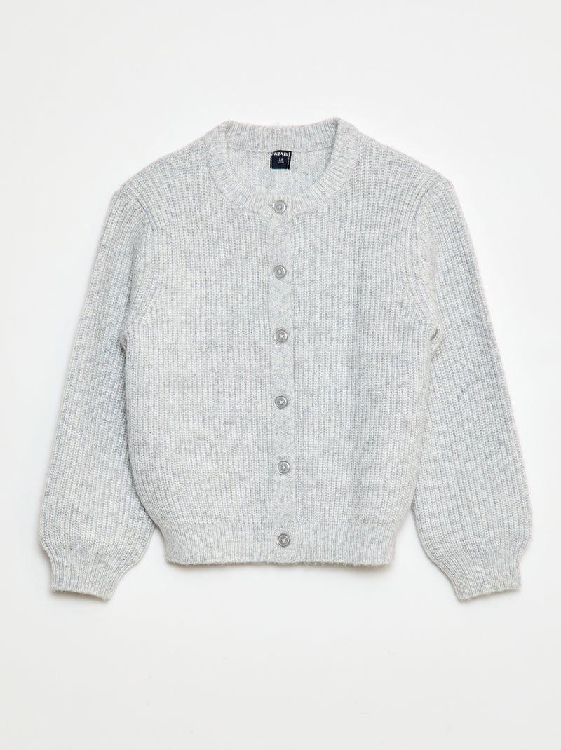 Cardigan de malha grossa lisa Cinza - Kiabi