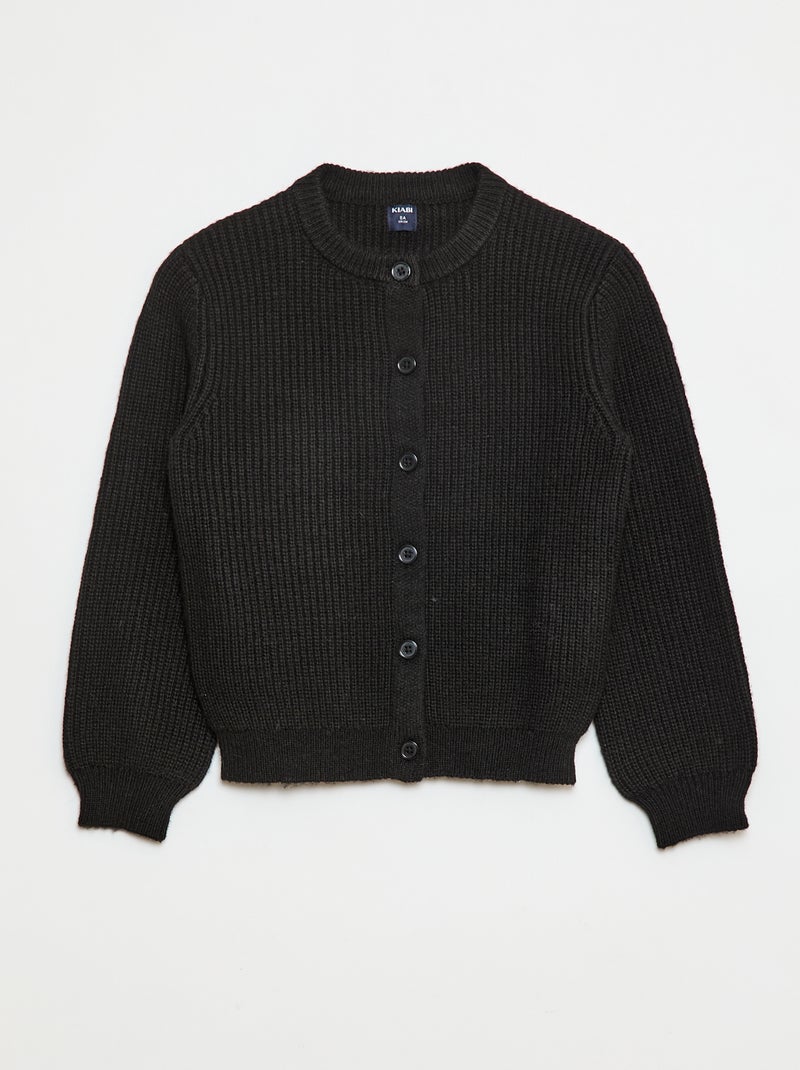 Cardigan de malha grossa lisa Preto - Kiabi