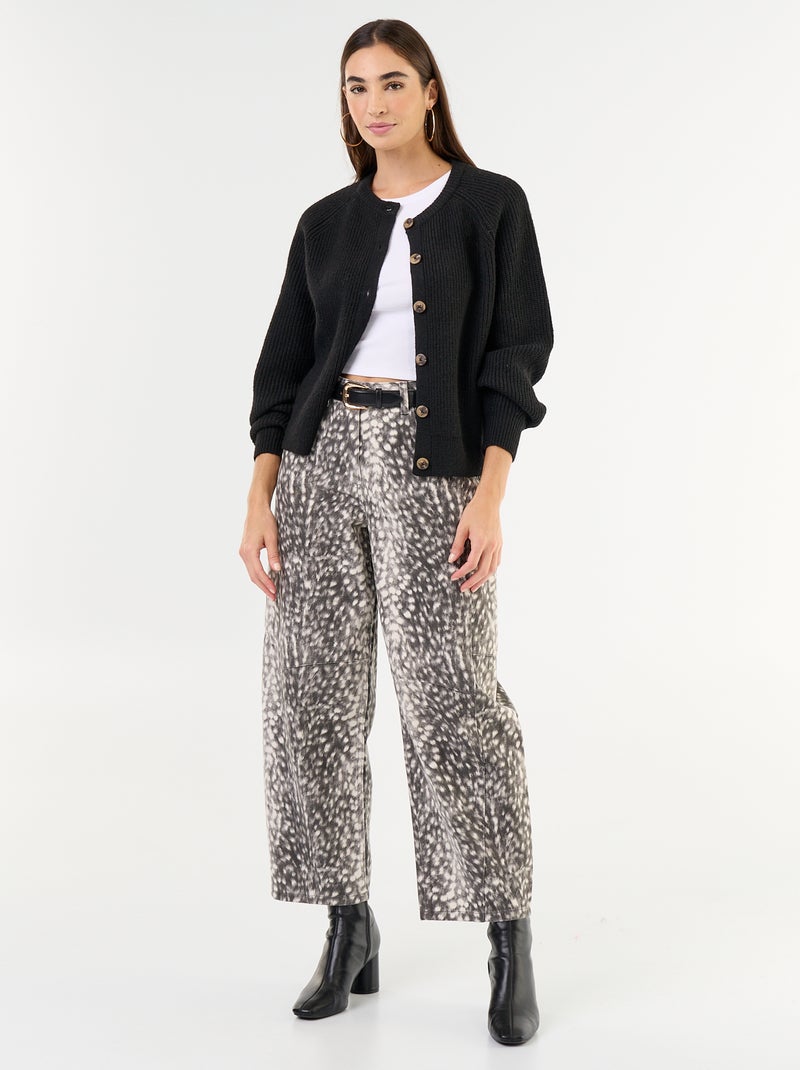 Cardigan de malha grossa Preto - Kiabi