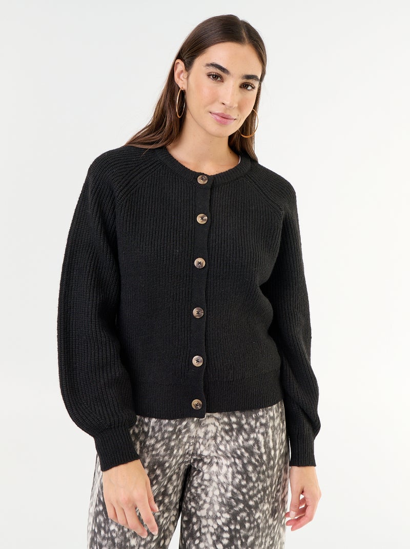 Cardigan de malha grossa Preto - Kiabi