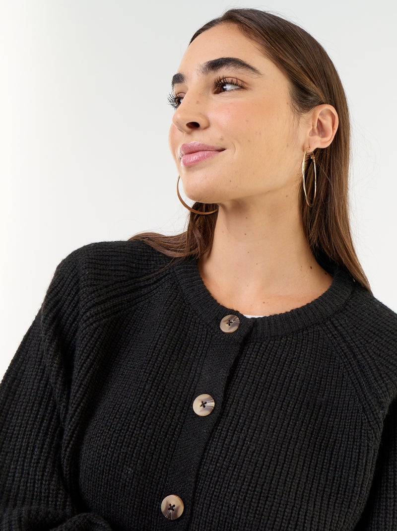 Cardigan de malha grossa Preto - Kiabi