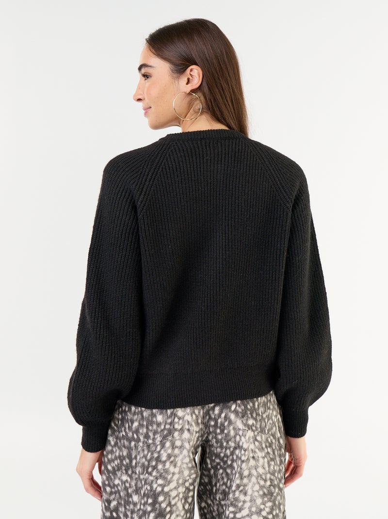 Cardigan de malha grossa Preto - Kiabi