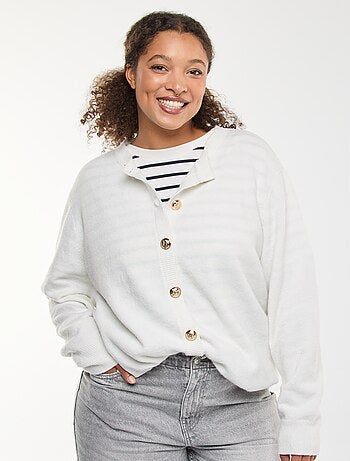 Cardigan de malha mesclada com botões retrô