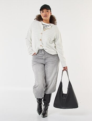 Cardigan de malha mesclada com botões retrô