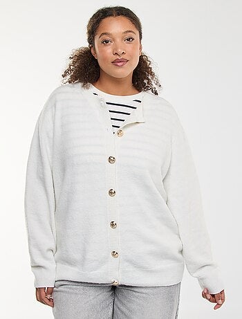 Cardigan de malha mesclada com botões retrô