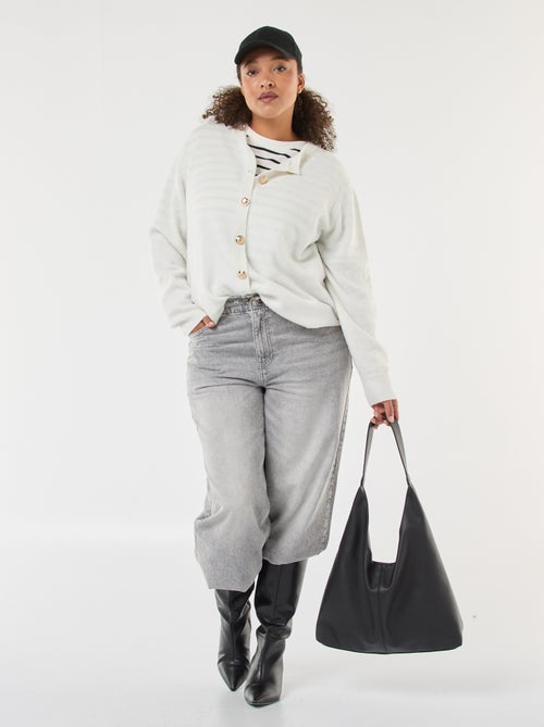 Cardigan de malha mesclada com botões retrô - Kiabi