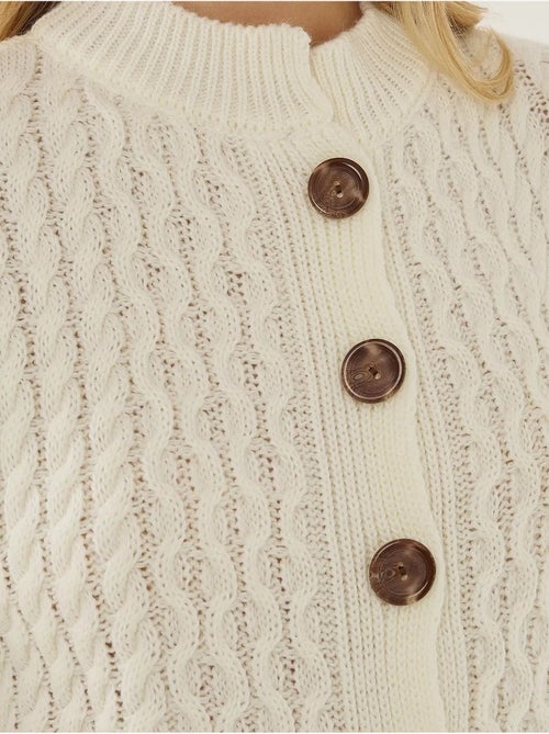 Cardigan de malha texturada com botões - Kiabi Cardigan de malha texturada com botões - Kiabi