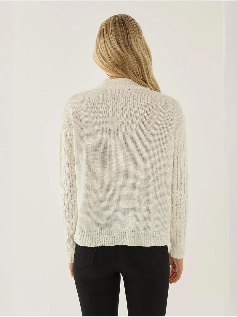 Cardigan de malha texturada com botões Branco - Kiabi