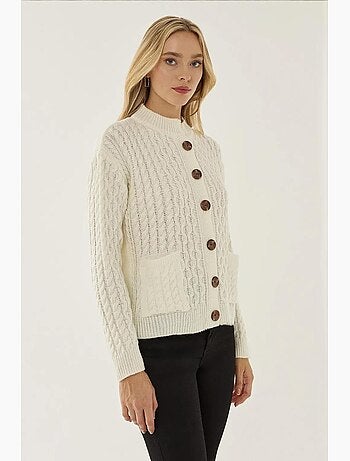 Cardigan de malha texturada com botões hiccup