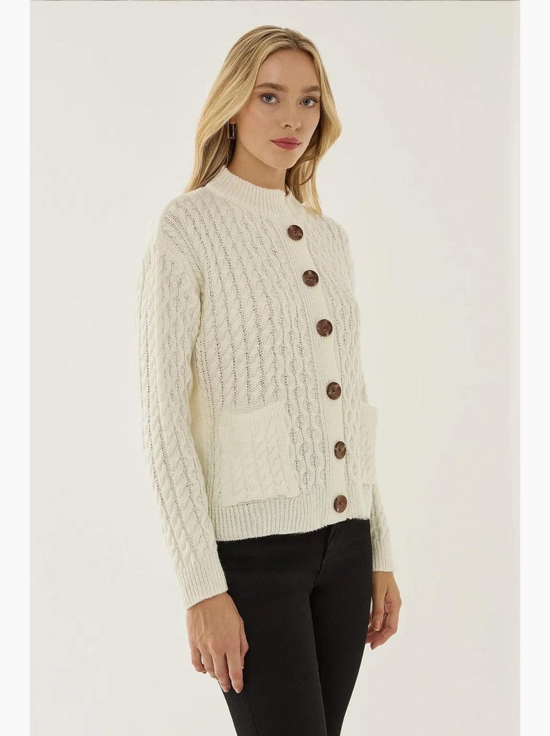Cardigan de malha texturada com botões hiccup Branco - Kiabi