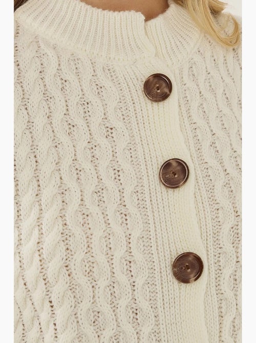 Cardigan de malha texturada com botões hiccup - Kiabi Cardigan de malha texturada com botões hiccup - Kiabi