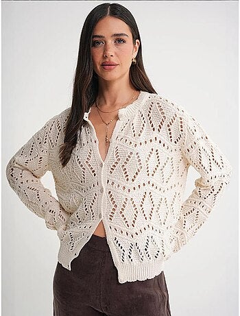 Cardigan de malha texturada com fecho de botões mixray