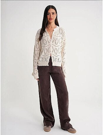Cardigan de malha texturada com fecho de botões mixray