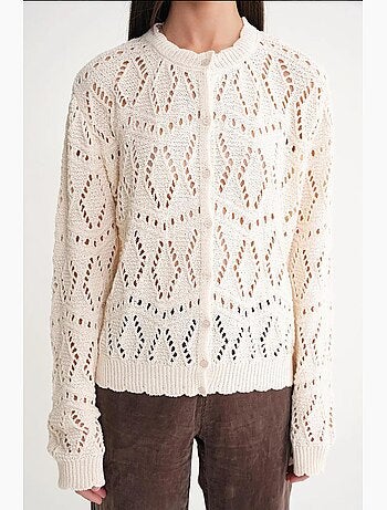 Cardigan de malha texturada com fecho de botões mixray