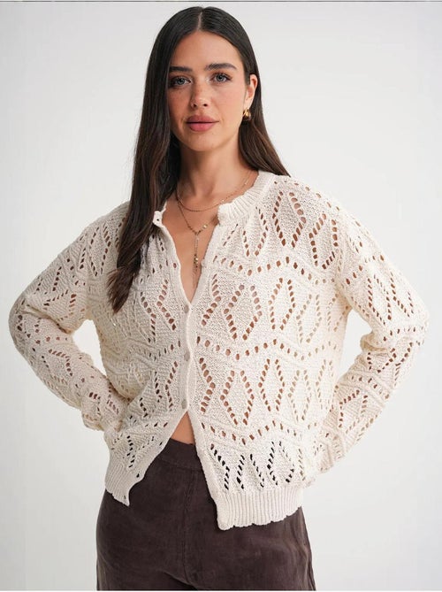 Cardigan de malha texturada com fecho de botões mixray - Kiabi