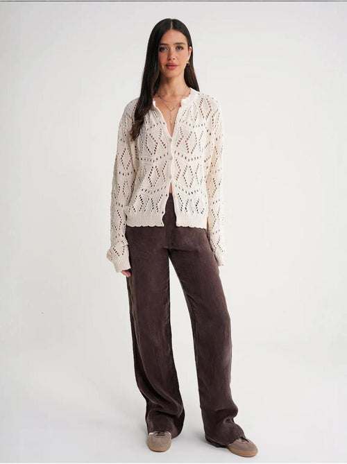 Cardigan de malha texturada com fecho de botões mixray - Kiabi