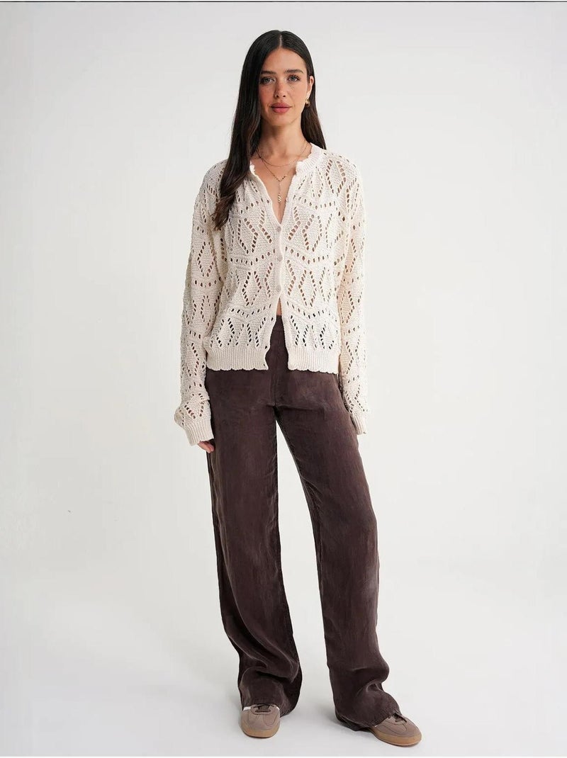 Cardigan de malha texturada com fecho de botões mixray Bege - Kiabi