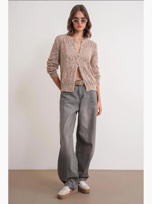 Cardigan de malha texturada com fecho de botões mixray - Kiabi
