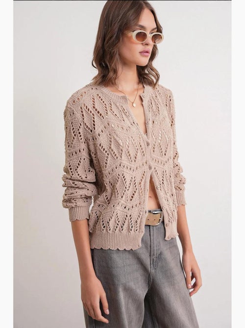 Cardigan de malha texturada com fecho de botões mixray - Kiabi