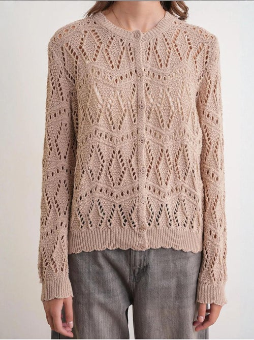Cardigan de malha texturada com fecho de botões mixray - Kiabi