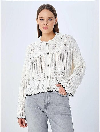 Cardigan de malha texturizada com fecho de botões mixray