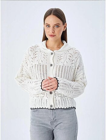 Cardigan de malha texturizada com fecho de botões mixray