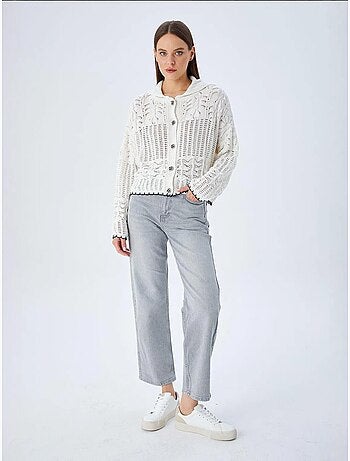Cardigan de malha texturizada com fecho de botões mixray