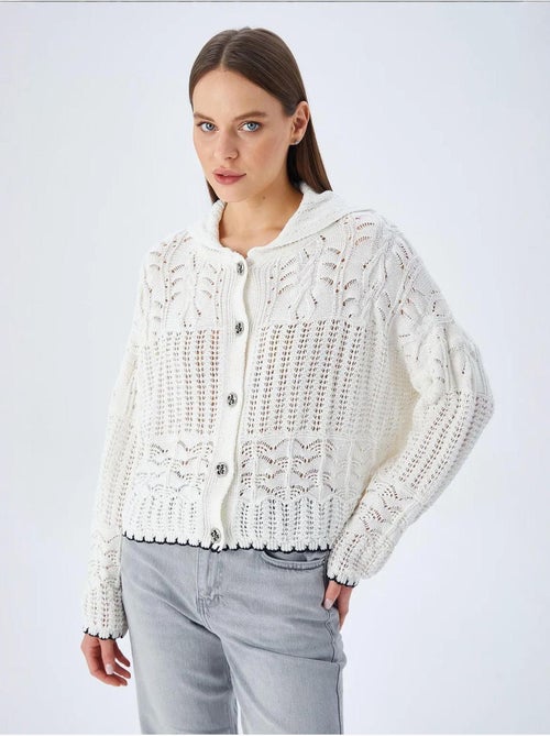 Cardigan de malha texturizada com fecho de botões mixray - Kiabi