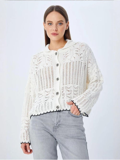 Cardigan de malha texturizada com fecho de botões mixray - Kiabi