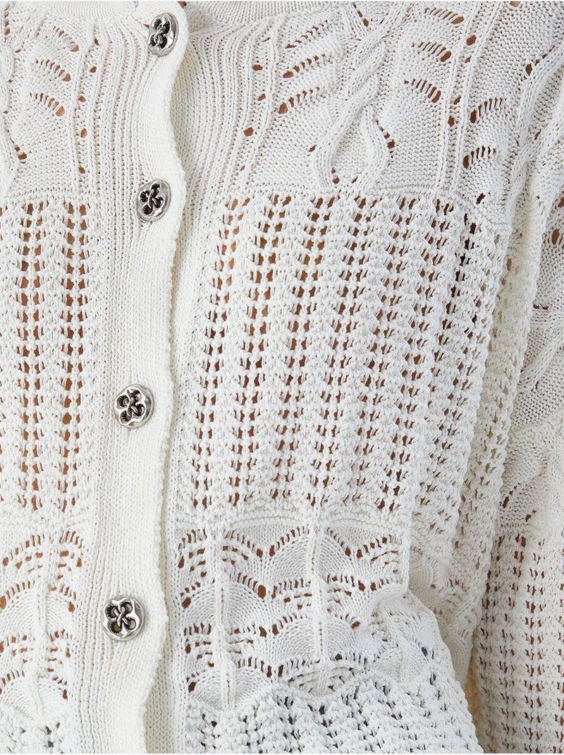 Cardigan de malha texturizada com fecho de botões mixray Areia - Kiabi