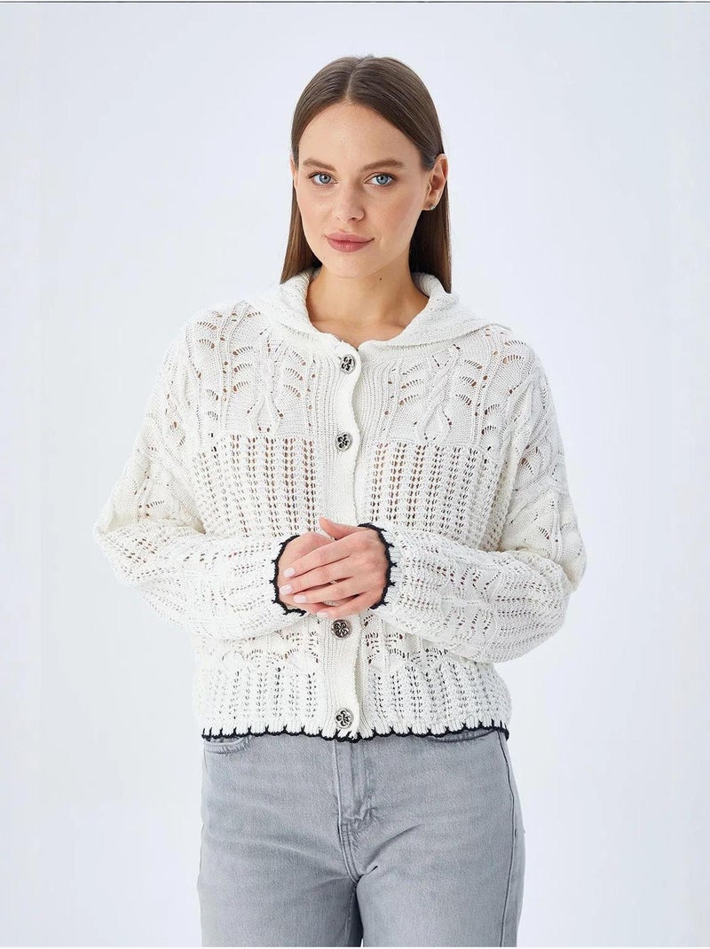Cardigan de malha texturizada com fecho de botões mixray Areia - Kiabi