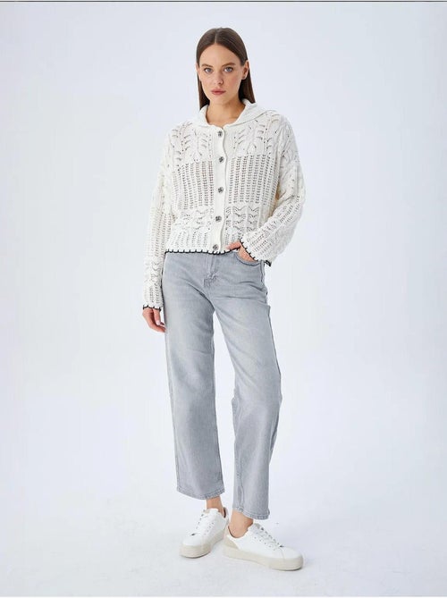 Cardigan de malha texturizada com fecho de botões mixray - Kiabi