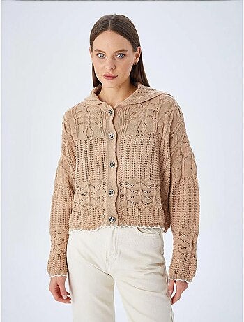 Cardigan de malha texturizada com fecho de botões mixray