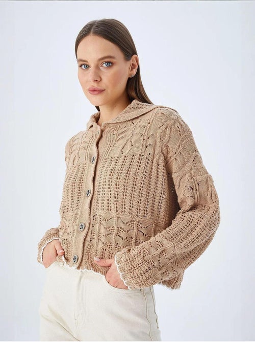 Cardigan de malha texturizada com fecho de botões mixray - Kiabi