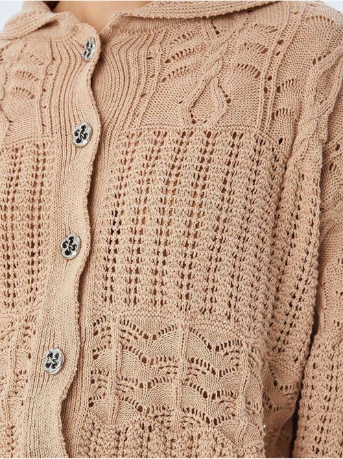 Cardigan de malha texturizada com fecho de botões mixray - Kiabi