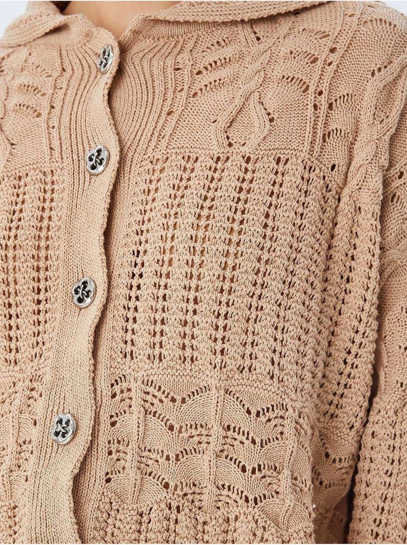 Cardigan de malha texturizada com fecho de botões mixray Bege-argila - Kiabi