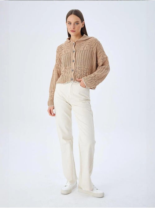 Cardigan de malha texturizada com fecho de botões mixray - Kiabi