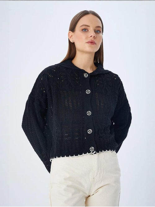 Cardigan de malha texturizada com fecho de botões mixray - Kiabi