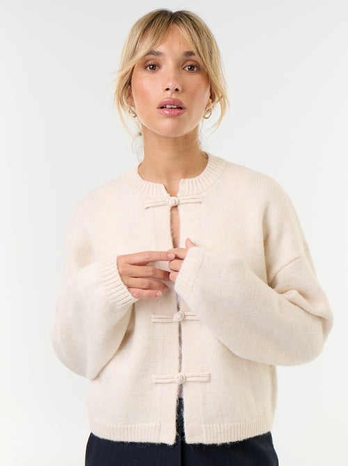 Cardigan de manga comprida com botões estilo mandarim - Kiabi Cardigan de manga comprida com botões estilo mandarim - Kiabi