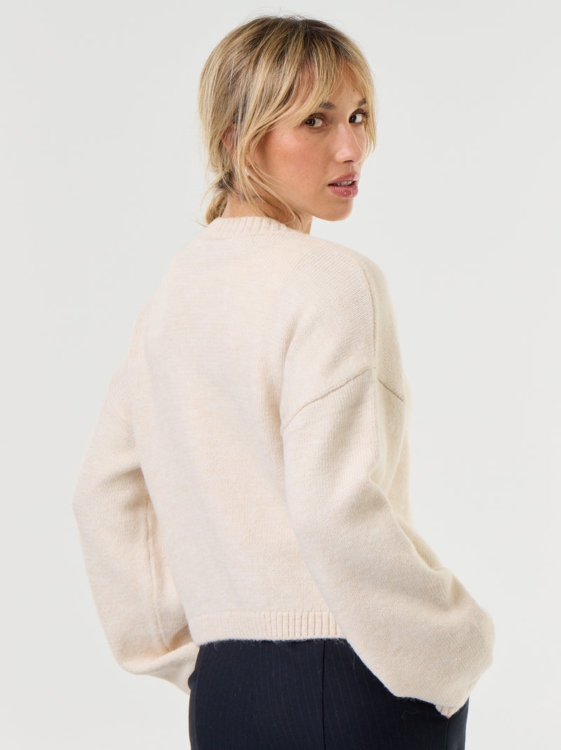 Cardigan de manga comprida com botões estilo mandarim Branco - Kiabi