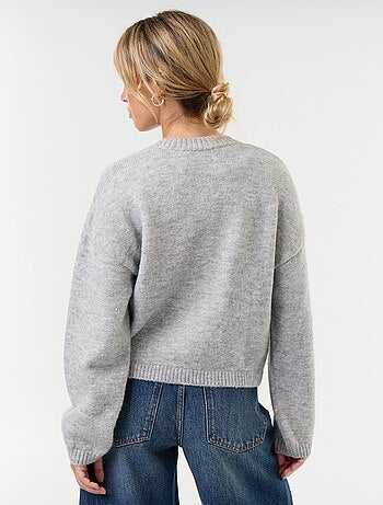 Cardigan de manga comprida com botões estilo mandarim