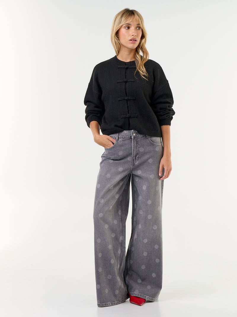 Cardigan de manga comprida com botões estilo mandarim Preto - Kiabi