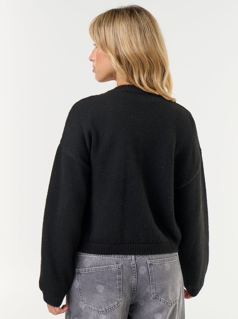 Cardigan de manga comprida com botões estilo mandarim Preto - Kiabi