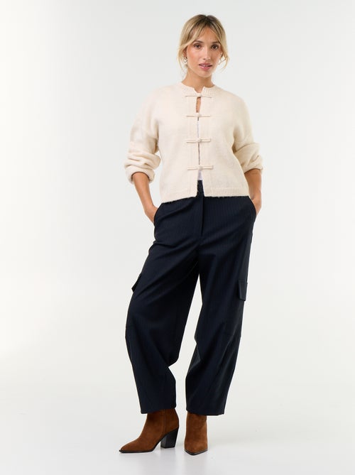 Cardigan de manga comprida com fecho de alamares - Kiabi