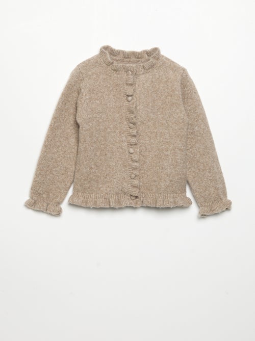 Cardigan de manga comprida com folhos - Kiabi