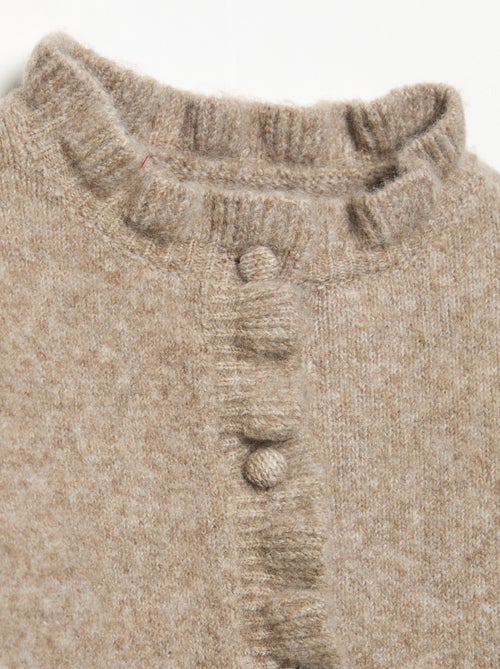 Cardigan de manga comprida com folhos - Kiabi