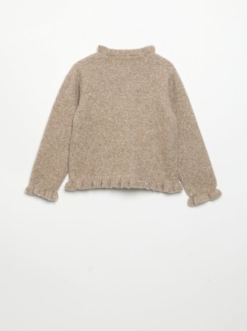 Cardigan de manga comprida com folhos - Kiabi
