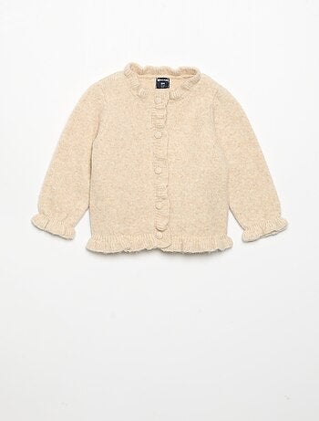 Cardigan de manga comprida com folhos